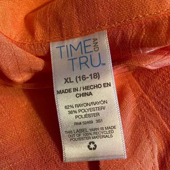 TIME & TRU Orange Top Wrap 3/4 Sleeves Size XL New With Tags - Picture 10 of 12